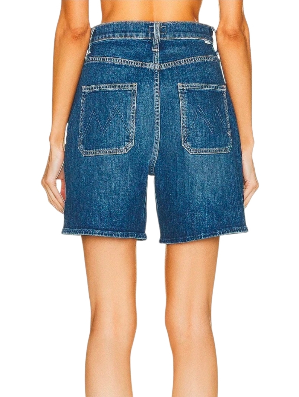 Mother Denim The Patch Rambler Rolled Short Globe Trotter Blue Women Size 26 - Picture 11 of 12